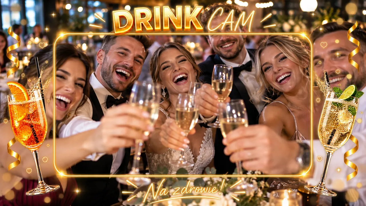 Ramka Drink cam: Neonowa „Na zdrowie!”