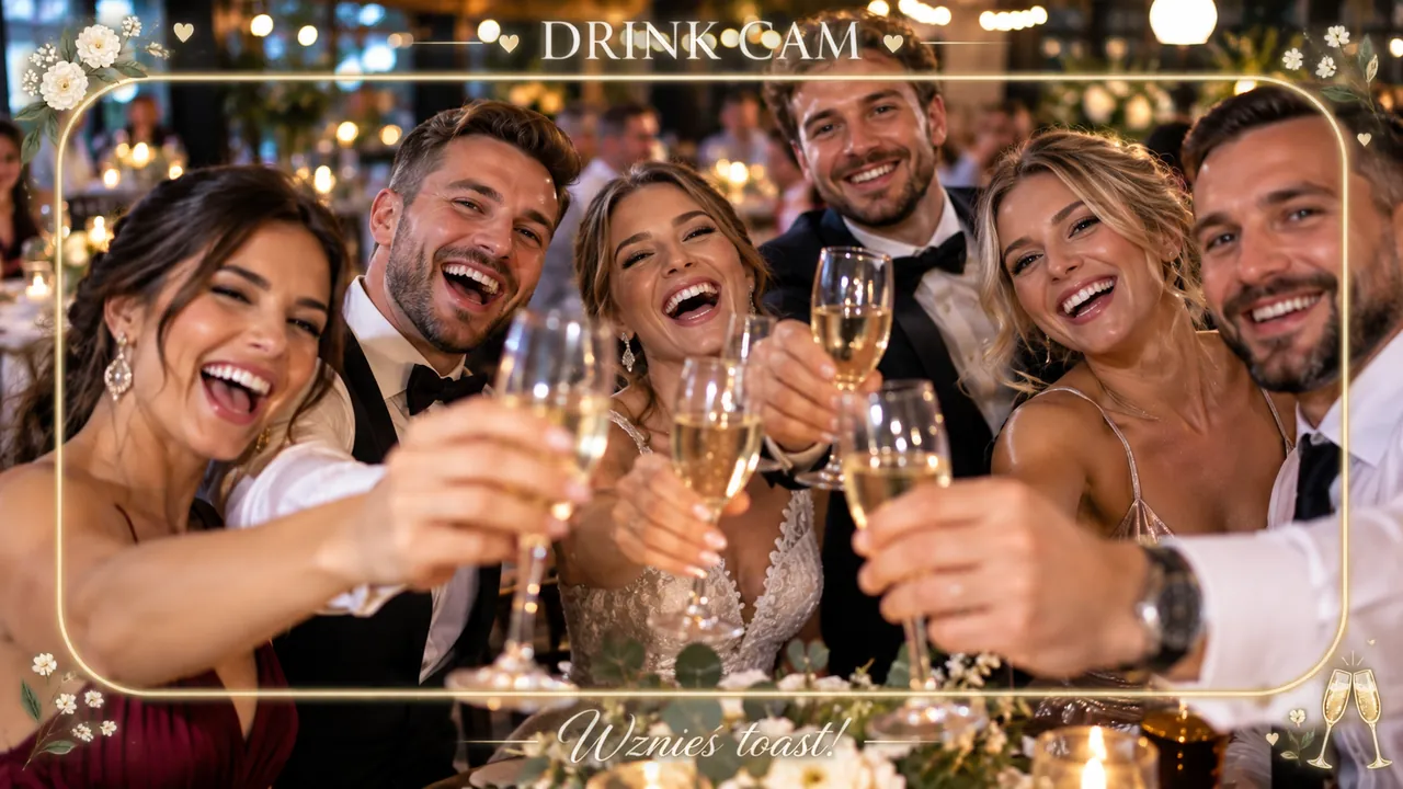 Ramka Drink cam: Weselna subtelna