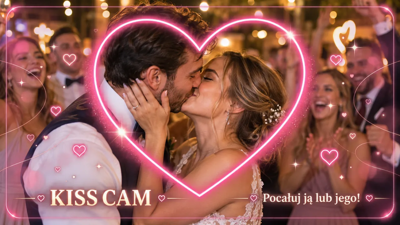 Ramka Kiss cam: Neonowe serce