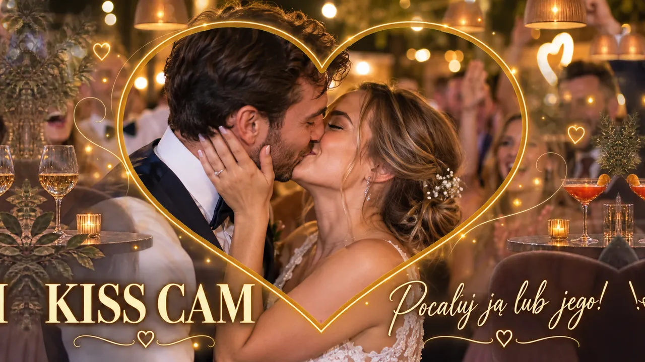 Ramka Kiss cam: Złota wśród świateł